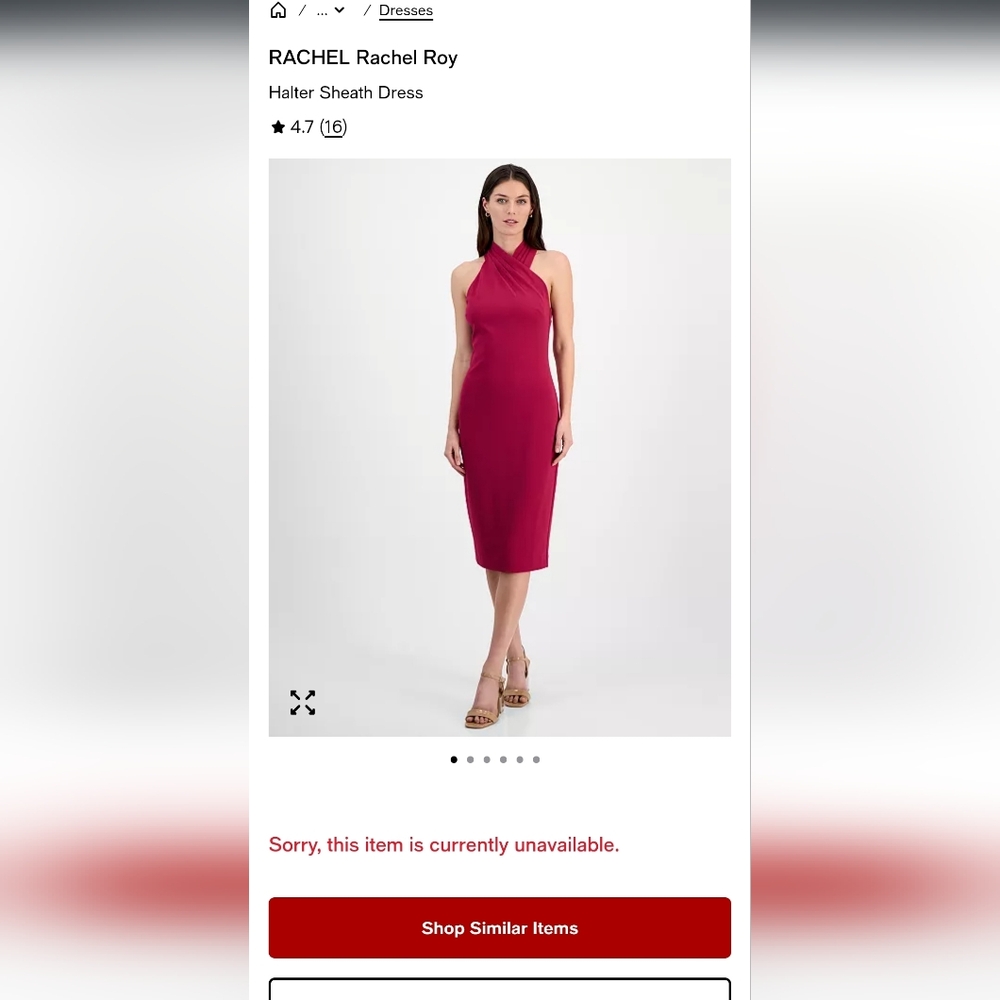 NWT S Rachel Roy Magenta Halter Sheath Dress